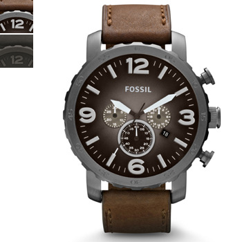 Fossil NATE Gents Chrono with Leather Band