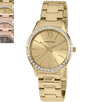 Jacques Lemans ROME Swarovski Ladies Watch, IP-Gold/Steel