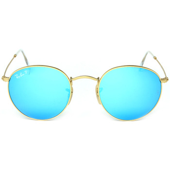 Ray-Ban ROUND METAL RB3447 Retro Sunglasses Polarised Blue/Flash