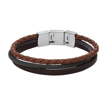 Fossil Men's Leather Bracelet 21cm